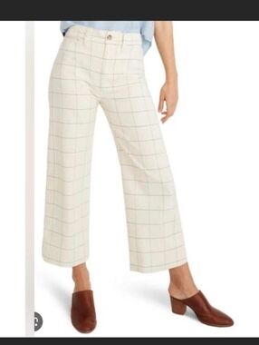 Madewell Emmett Windowpane Crop Wide Leg Pants Size 26P